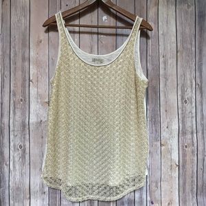 Lucky Brand Tank Gold Lace shimmer Beaded Sz xl